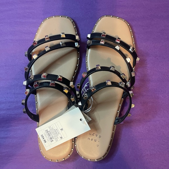 a new day Shoes - NWT sandals.  Size 7.5.  A new day brand.  Black with studs